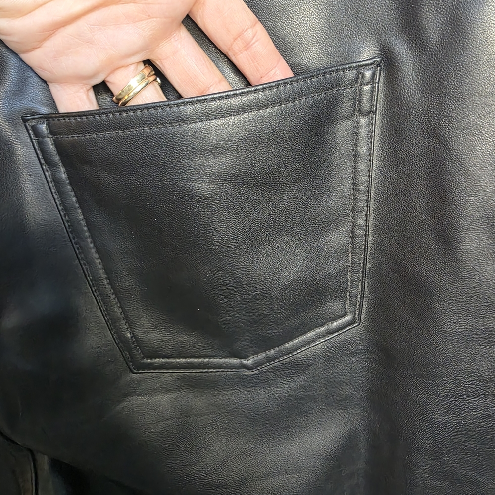7 For All Mankind Black Vegan Leather Skinny Pants - Picture 3 of 15
